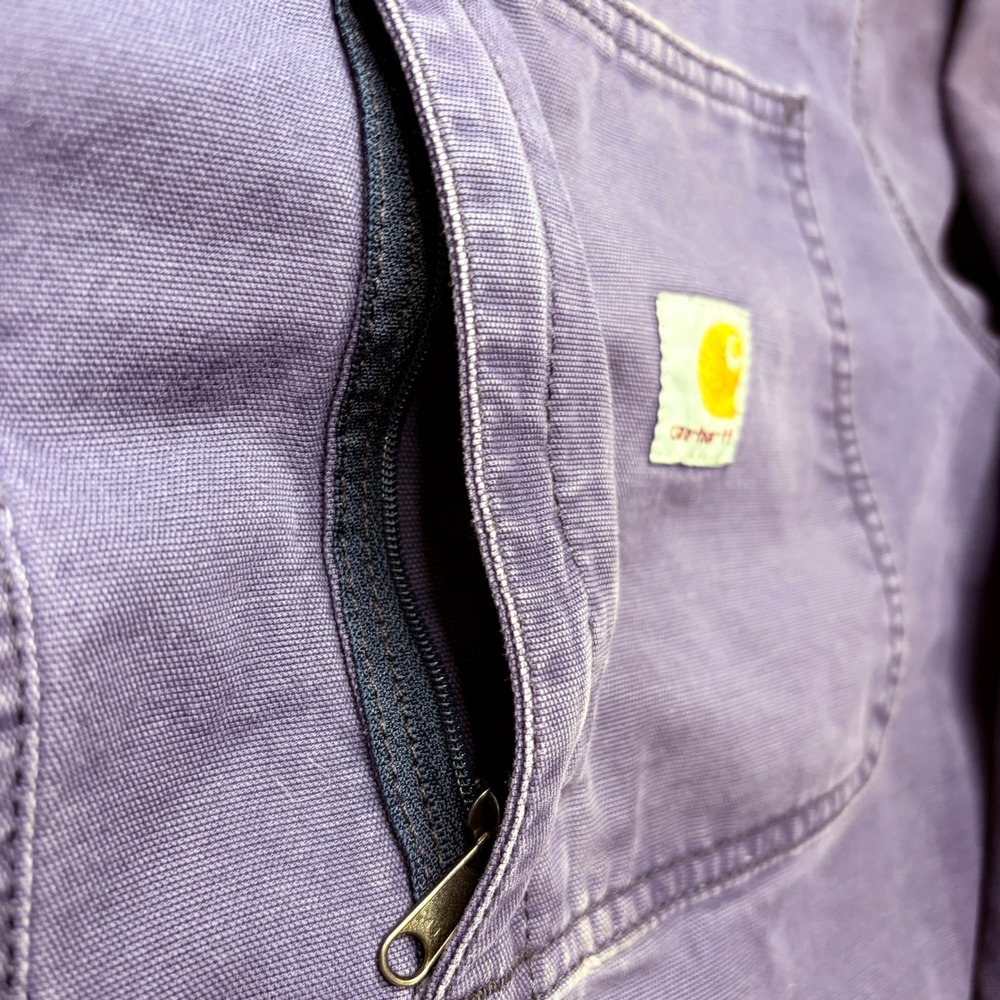 Carhartt Shirt Jacket Mens XL Blue Blanket Lined Button Snap Workwear Distressed - Picture 6 of 16